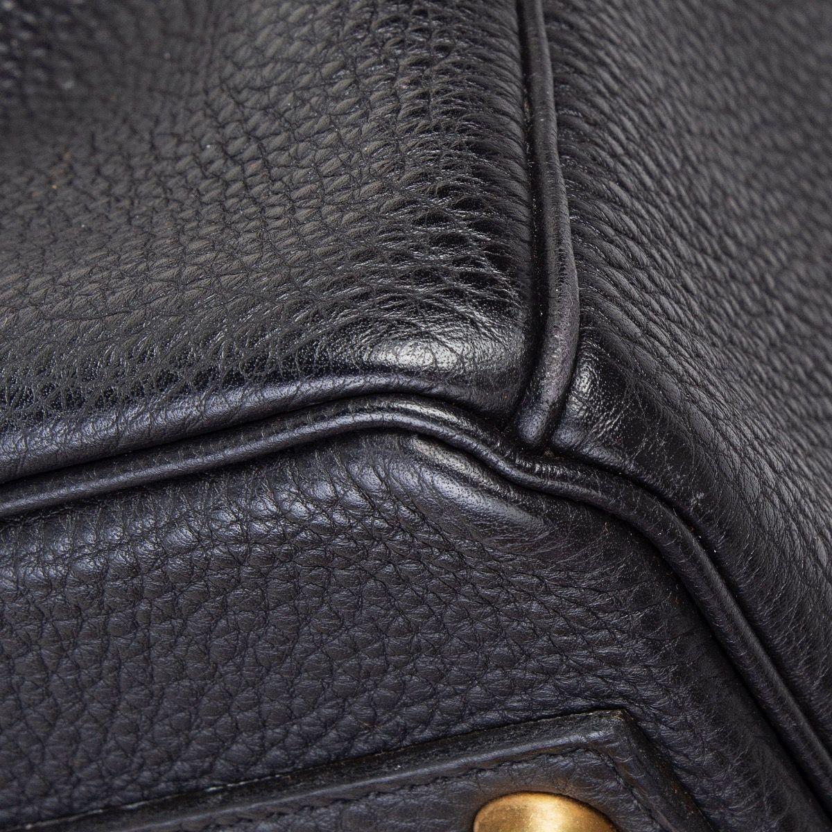 HERMES black Fjord leather & Gold BIRKIN 40 Bag 4