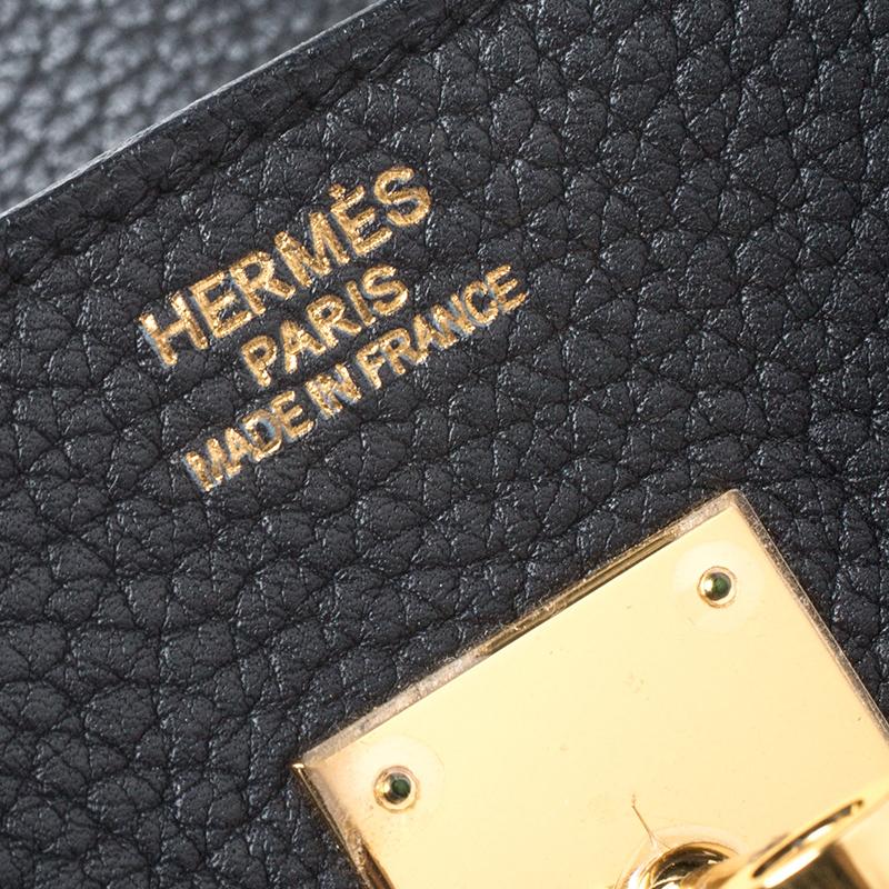 Hermes Black Fjord Leather Gold Hardware Birkin 35 Bag 7