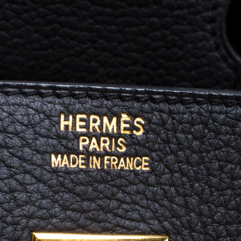 Hermes Black Fjord Leather Gold Hardware HAC Birkin 32 Bag 1