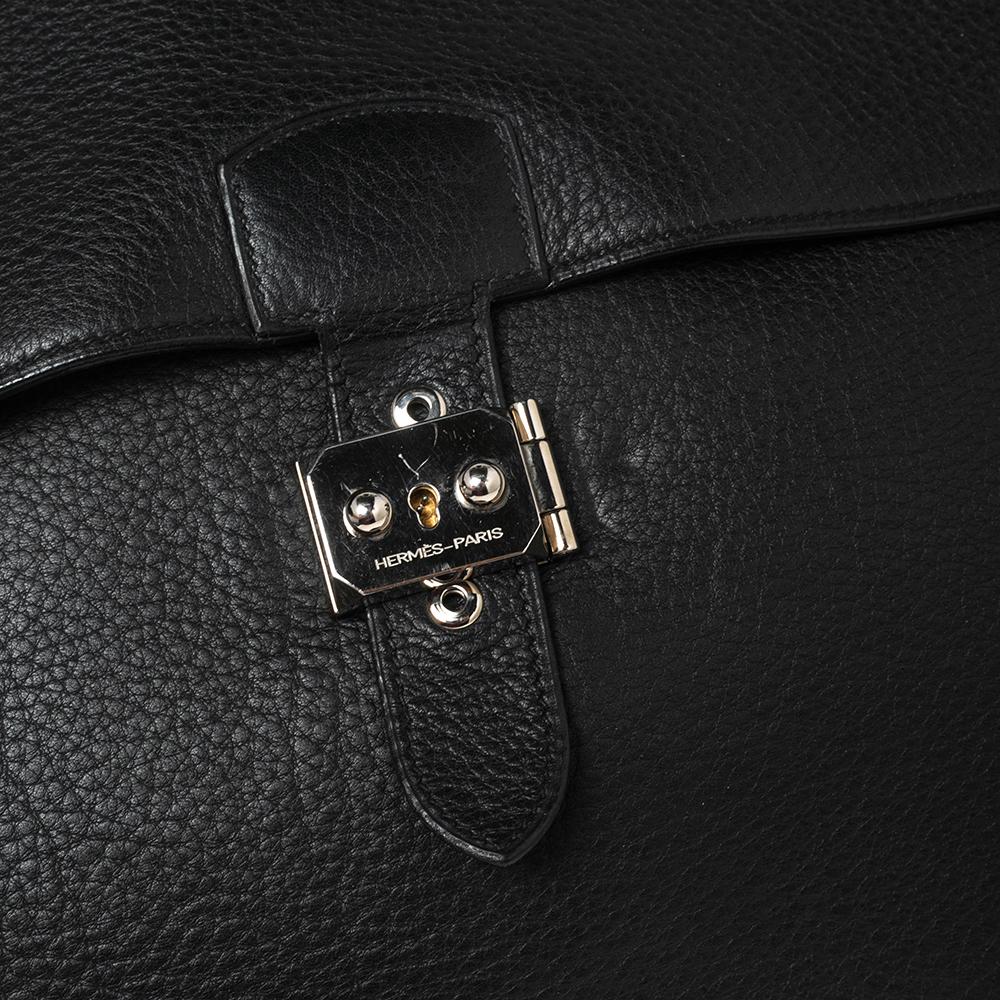 Hermes Black Fjord Leather Sac a Depeche 41 Briefcase Bag 6