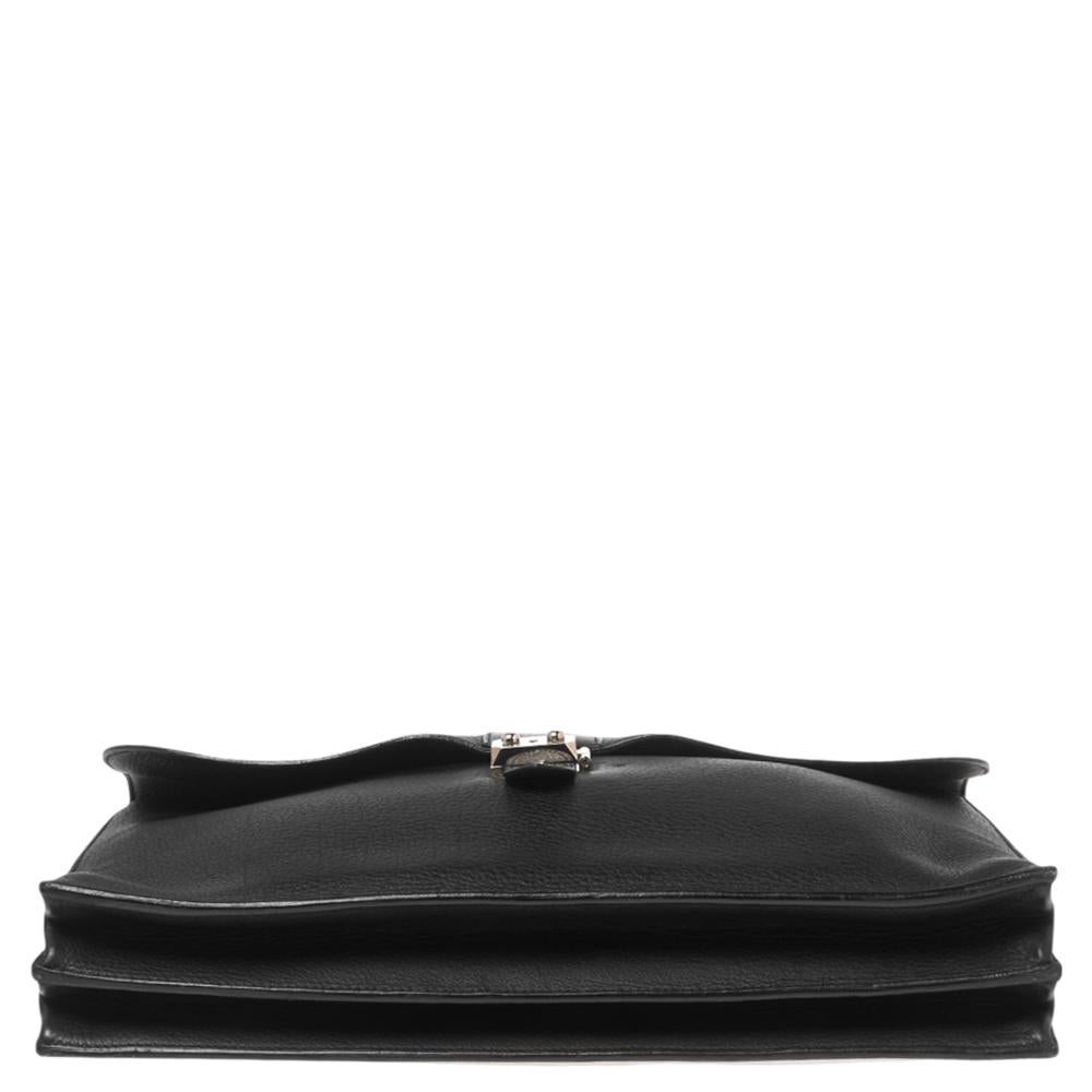 Hermes Black Fjord Leather Sac a Depeche 41 Briefcase Bag In Good Condition In Dubai, Al Qouz 2