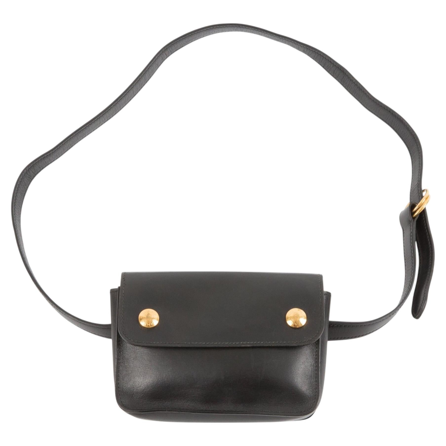 Hermes Black Floride Box Belt Clutch Bag