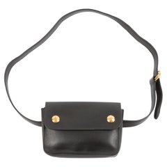 Hermes Black Floride Box Belt Clutch Bag