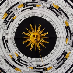 Hermès - ASTROLOGIE 90 - Écharpe en soie noire, dorée et noire, noir ou blanc