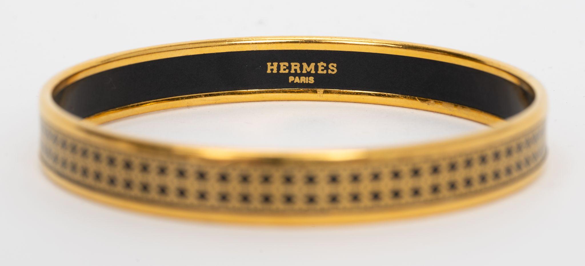 Women's or Men's Hermes Black Gold Bangle Cloisonnè Thin