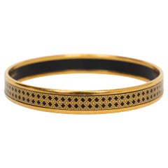 Hermes Black Gold Bangle Cloisonnè Thin