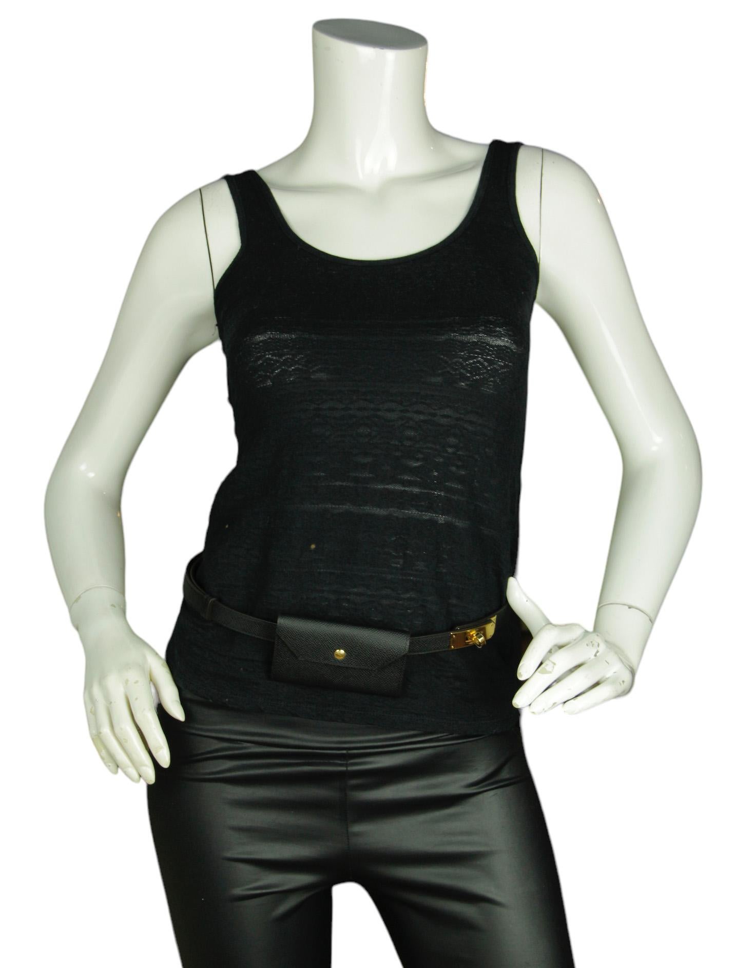 Hermes Black/Gold Epsom Leather Kelly Pocket Adjustable Belt/Pouch Neuf - En vente à New York, NY