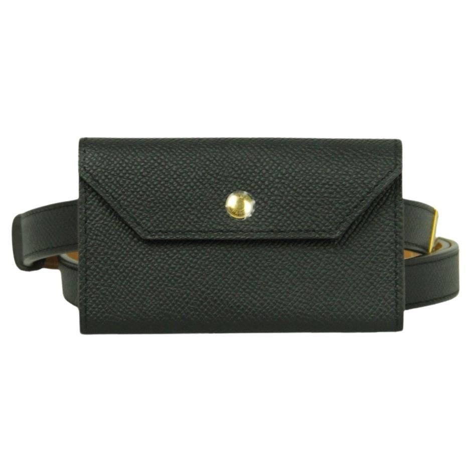 Hermes Schwarz/Gold Epsom Leder Kelly Pocket Verstellbarer Gürtel/Beutel im Zustand „Neu“ im Angebot in New York, NY
