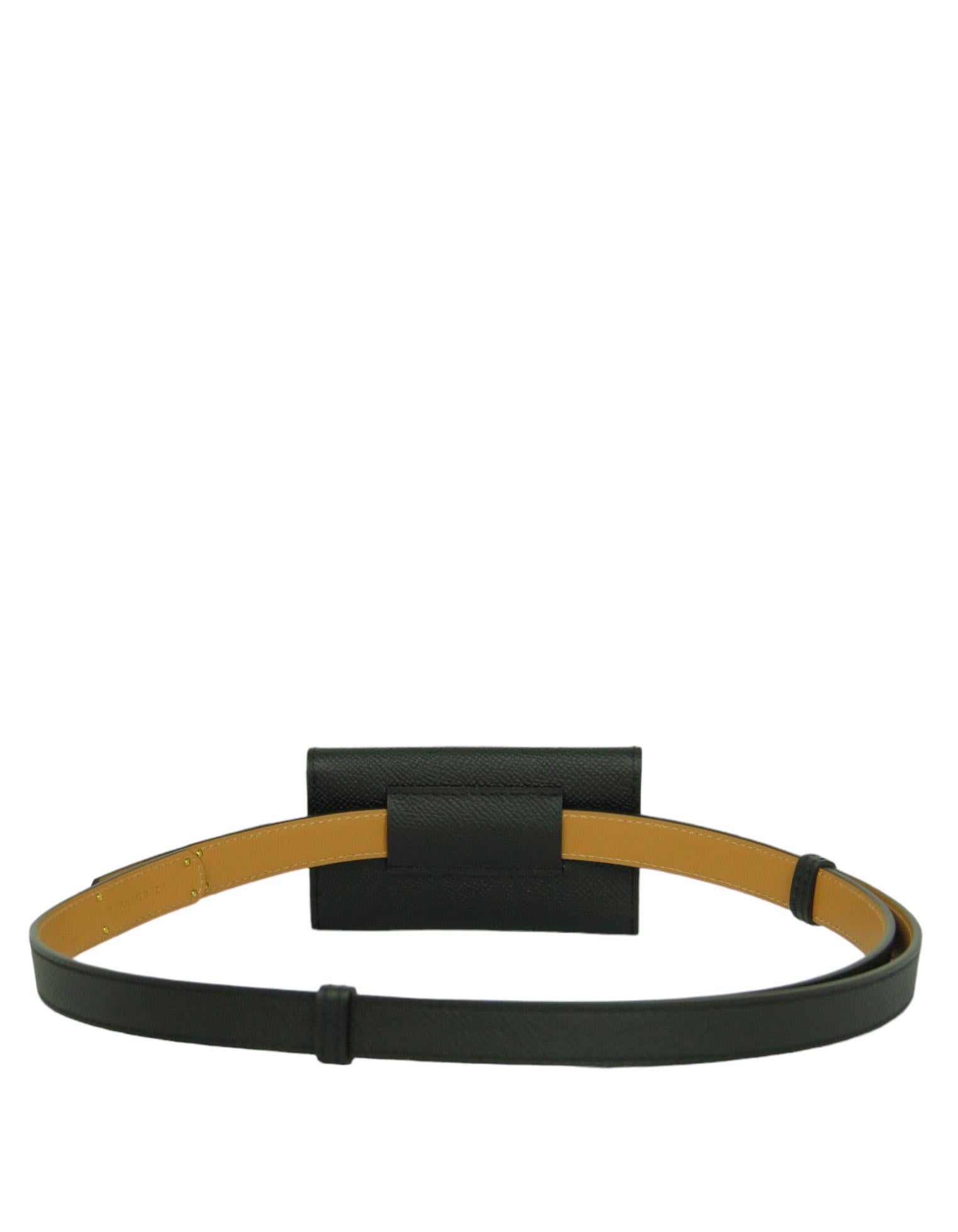 Hermes Black/Gold Epsom Leather Kelly Pocket Adjustable Belt/Pouch For Sale 2