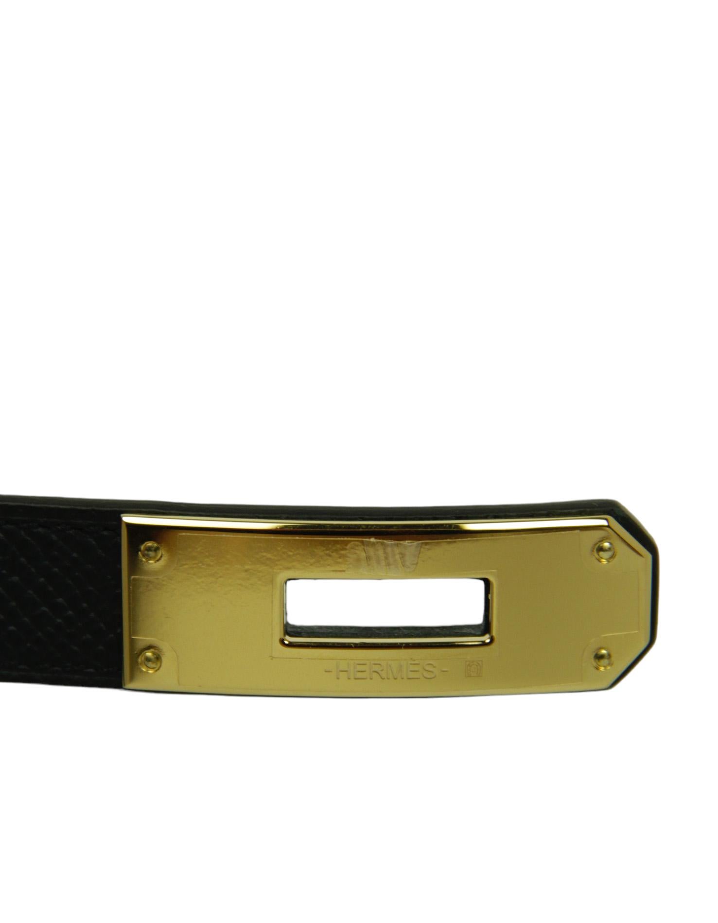 Hermes Schwarz/Gold Epsom Leder Kelly Pocket Verstellbarer Gürtel/Beutel im Angebot 4