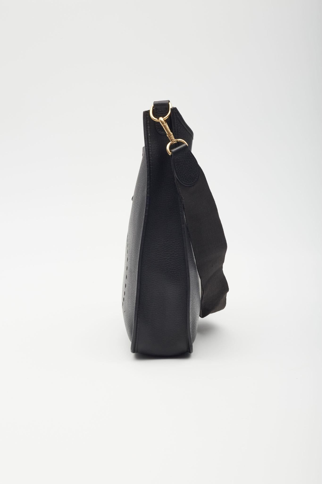 Hermès Black Gold Metal Ardennes Evelyn GM Messenger Bag 1