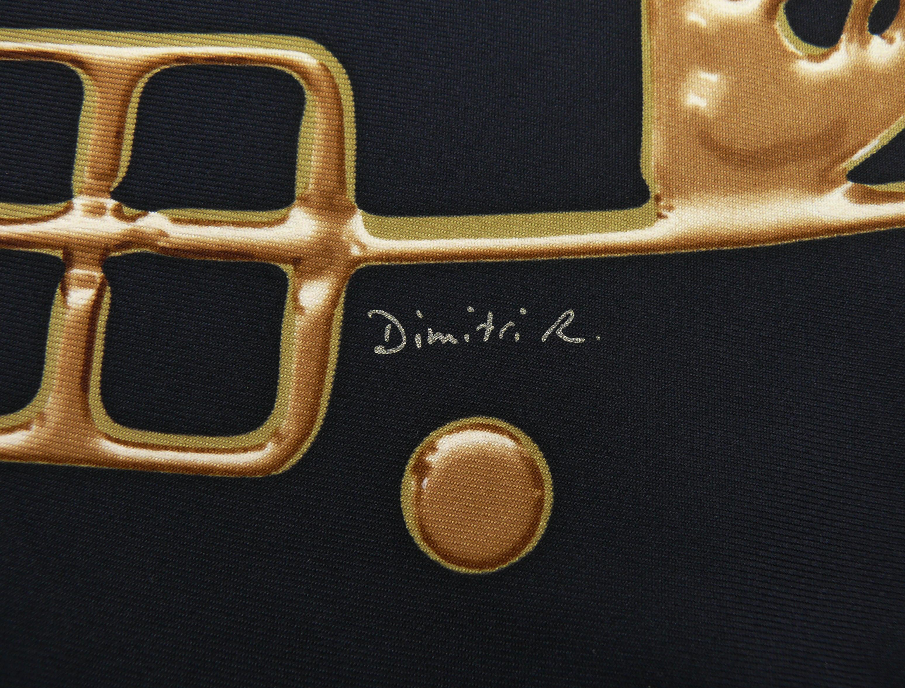 Women's Hermes Black & Gold Silk Carre Scarf Cheval Fusion by Dimitri Rybaltchenko