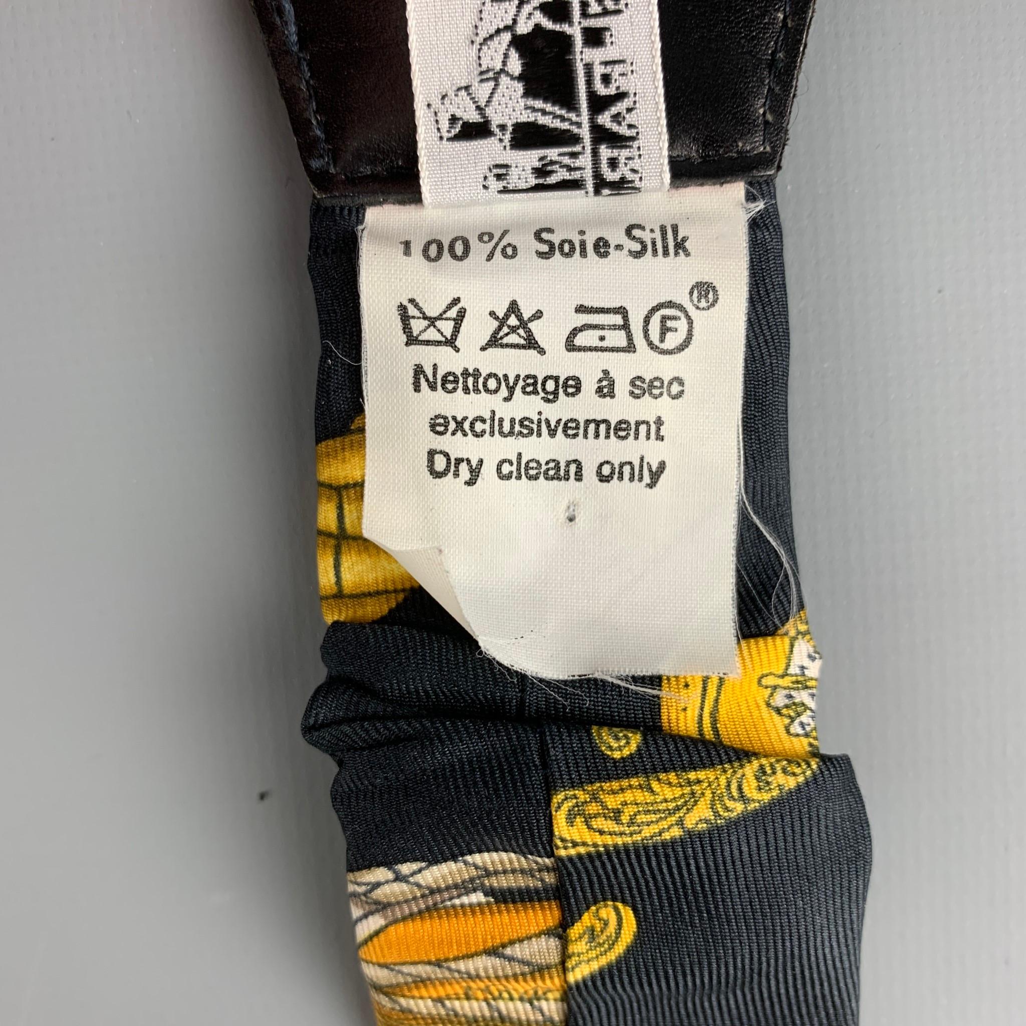 HERMES Black & Gold Silk Leather Suspenders In Good Condition In San Francisco, CA