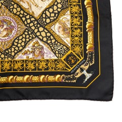 Hermès SCHWARZ & GOLD SEIDE VINTAGE MARE NOSTRUM SCARF