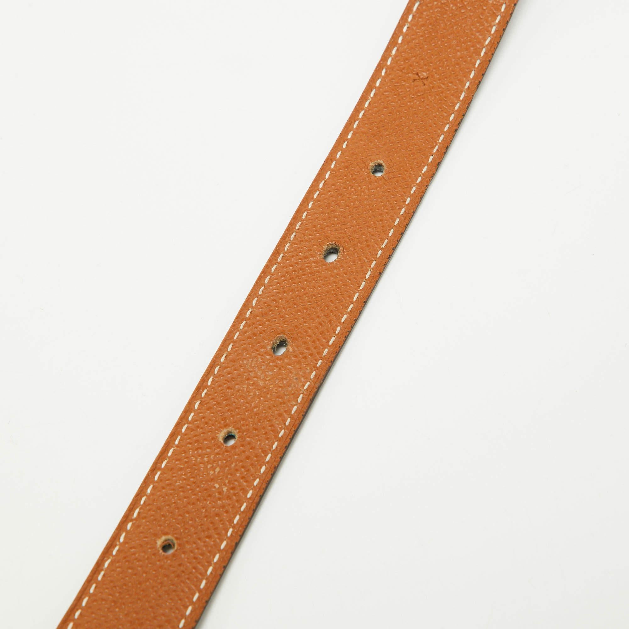 Hermes Black/Gold Swift and Epsom Leather Mors Reversible Belt 70CM In Fair Condition In Dubai, Al Qouz 2