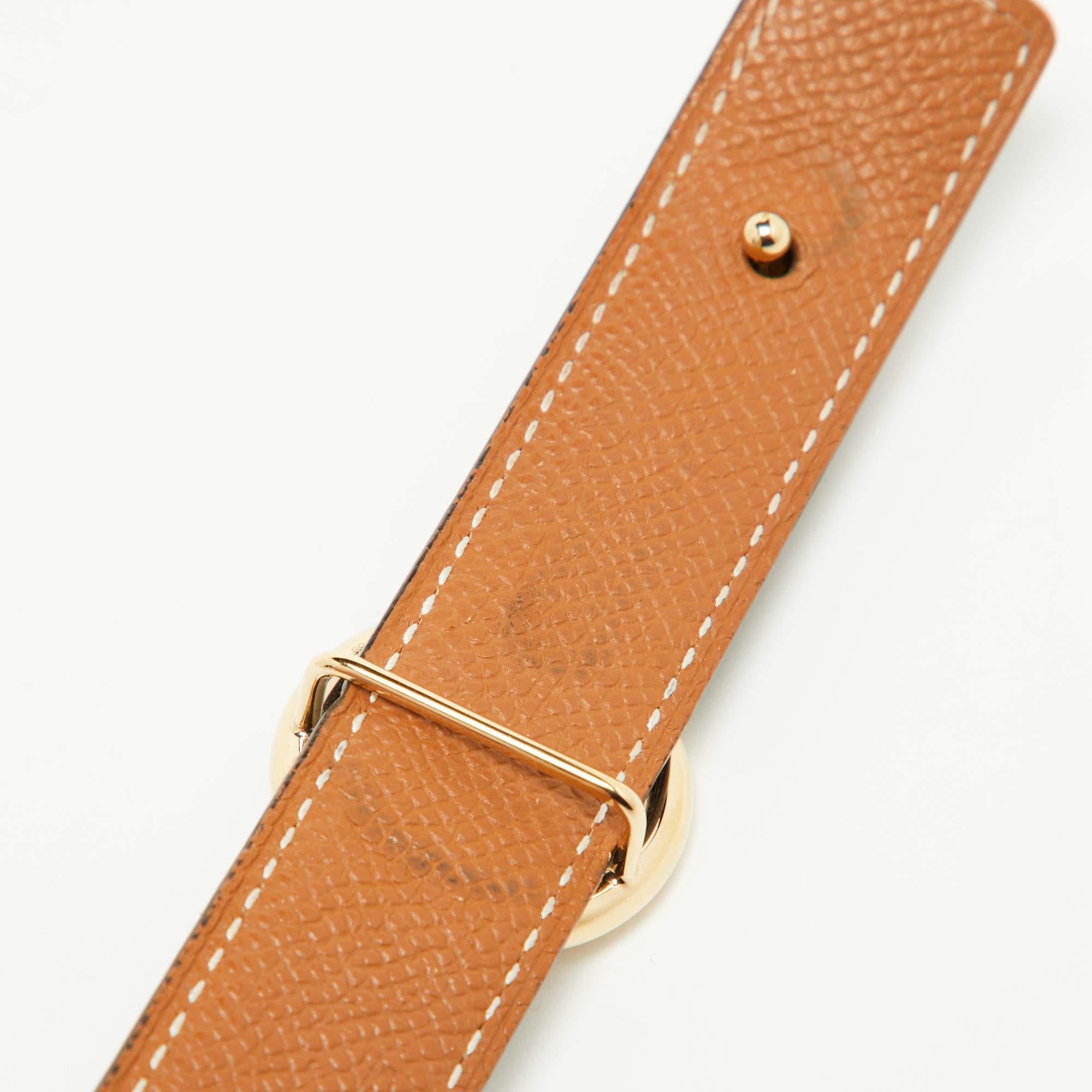 Hermes Black/Gold Swift and Epsom Leather Mors Reversible Belt 70CM 1