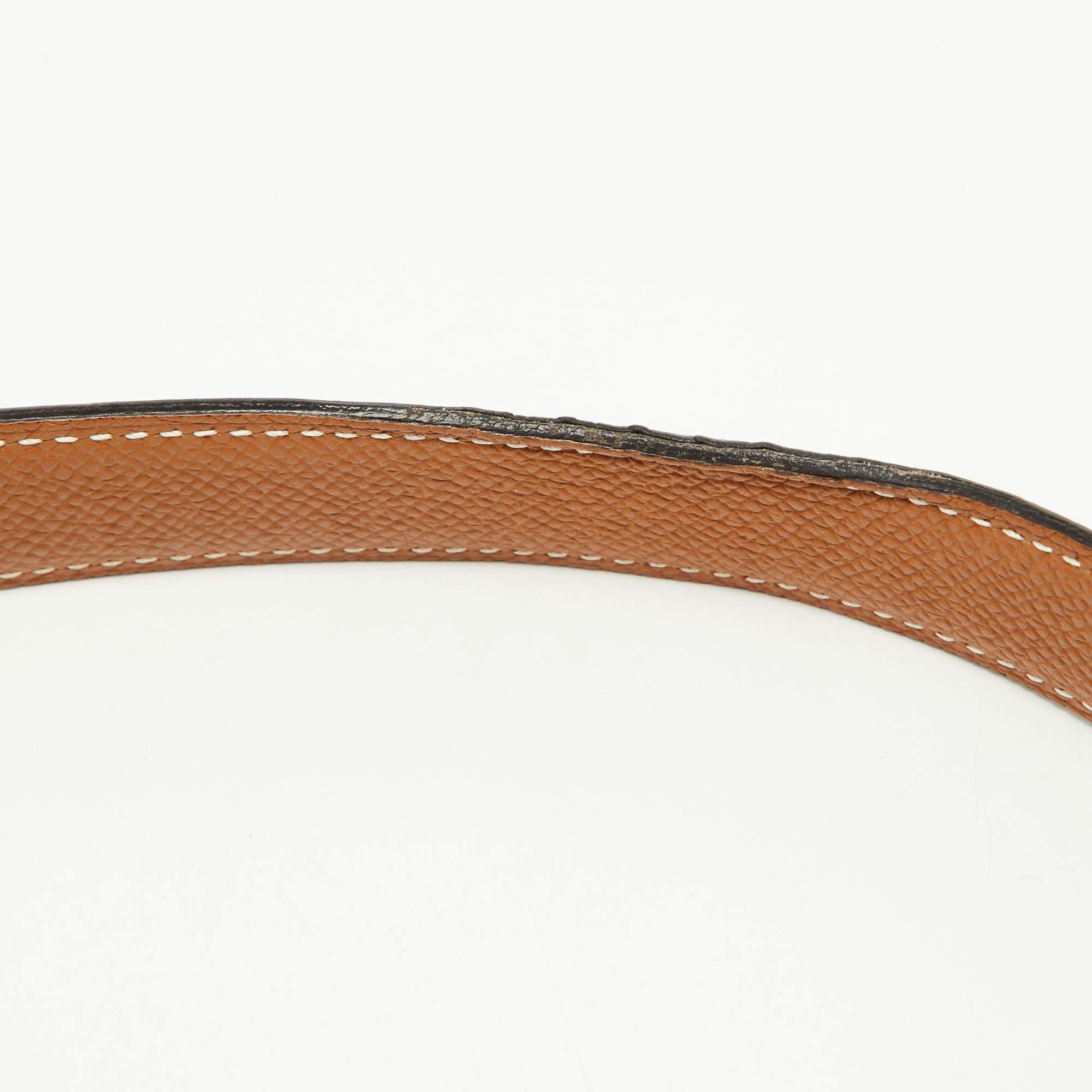 Hermes Black/Gold Swift and Epsom Leather Mors Reversible Belt 70CM 2