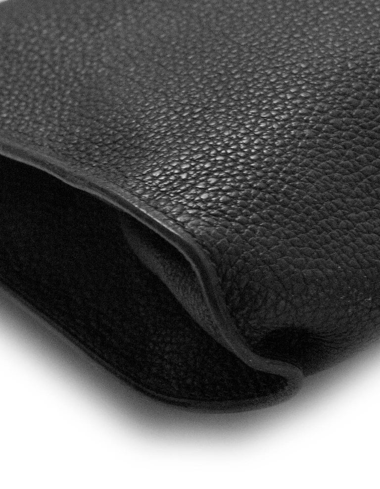 Hermes Black Grained Chevre Mysore Leather Karo GM Cosmetic Pouch Bag