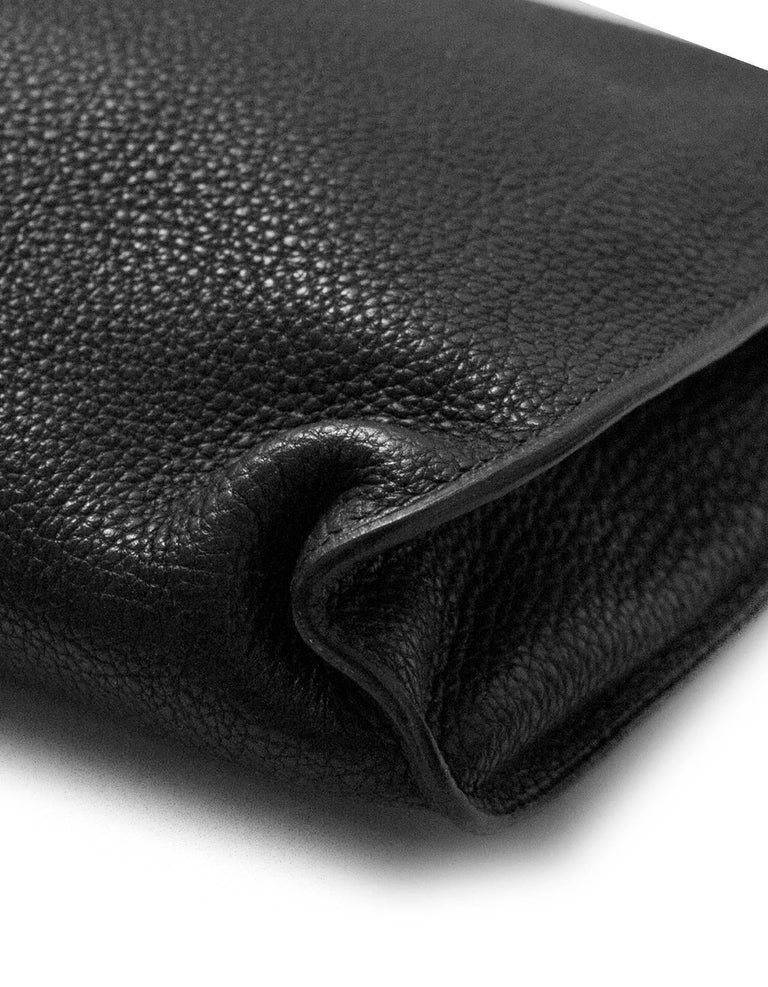 Hermes Black Grained Chevre Mysore Leather Karo GM Cosmetic Pouch Bag For  Sale at 1stDibs