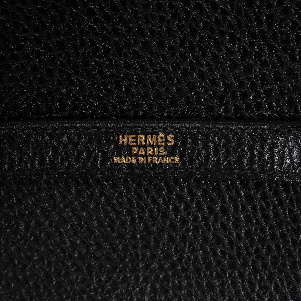 HERMES black Grainee leather KELLY 35 RETOURNE Bag GHW For Sale 3