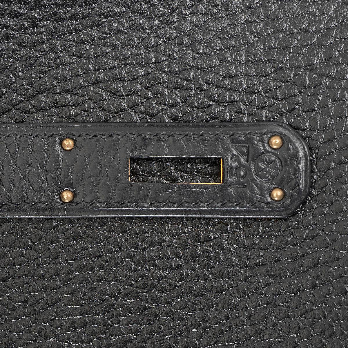 HERMES black Grainee leather KELLY 35 RETOURNE Bag GHW For Sale 4
