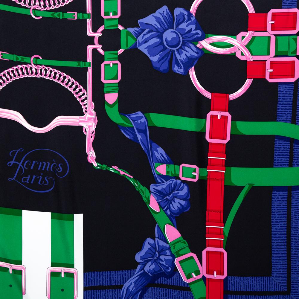 Hermes Black Grand Manege Detail Silk Square Scarf In New Condition In Dubai, Al Qouz 2