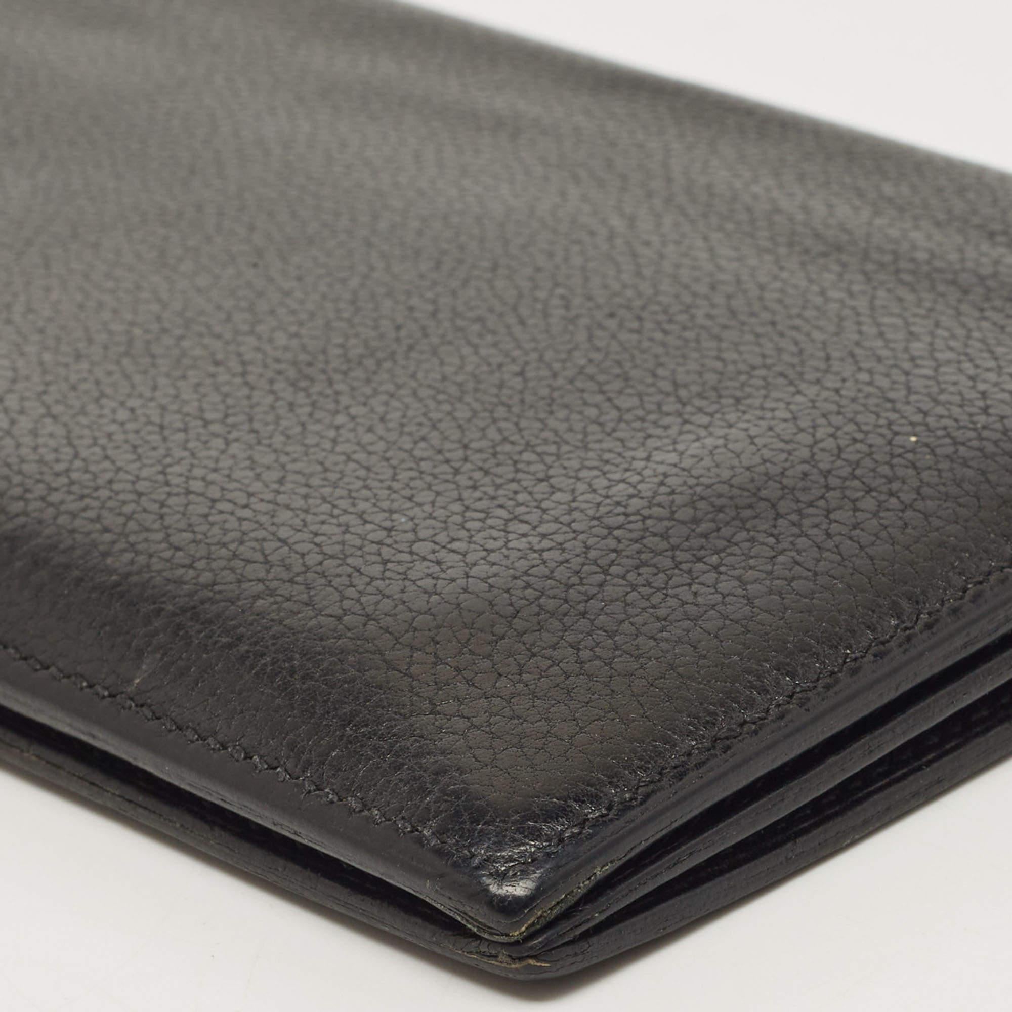 Men's Hermes Black/Graphite Evercolor Leather MC² Fleming Wallet