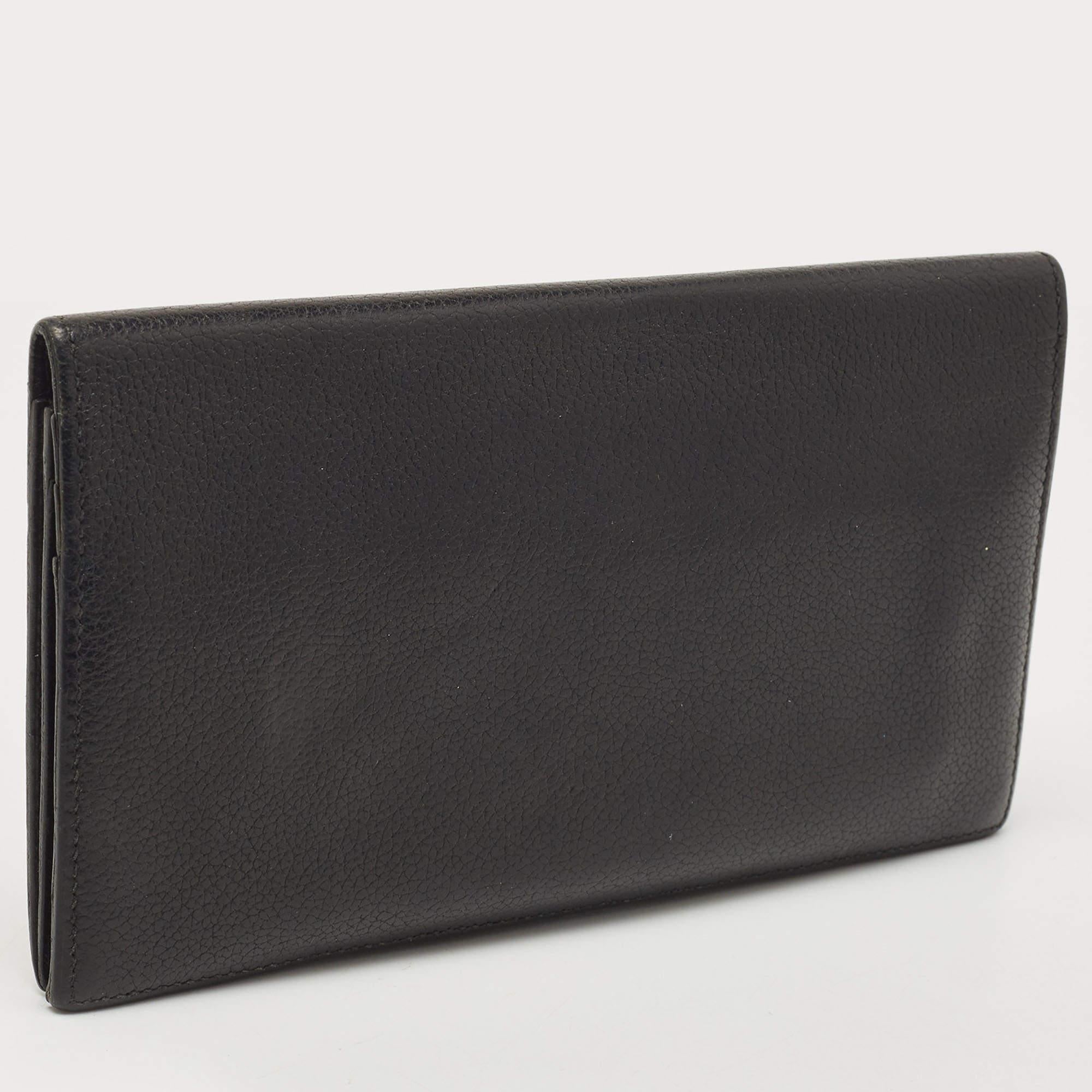 Hermes Black/Graphite Evercolor Leather MC² Fleming Wallet 2