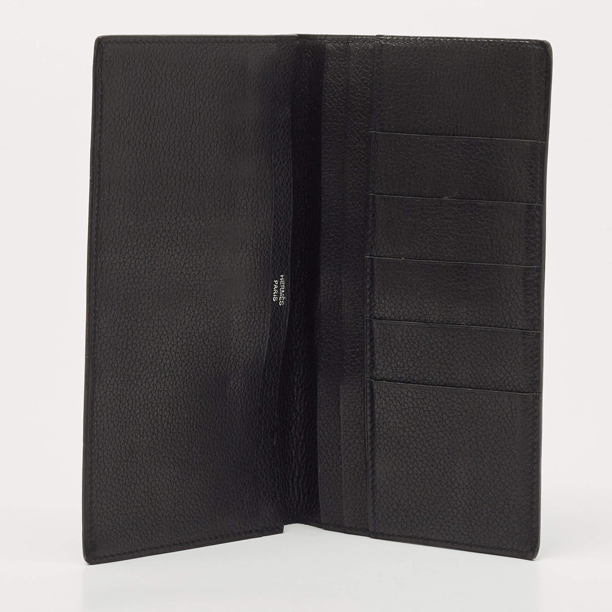 Hermes Black/Graphite Evercolor Leather MC² Fleming Wallet 4