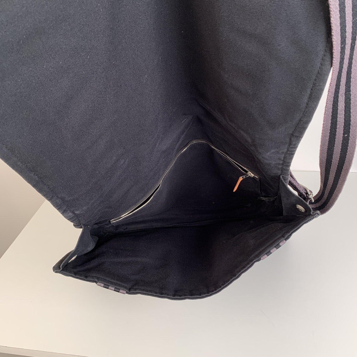 Hermes Black Gray Cotton Canvas Fourre Tout Besace Messenger Bag 3