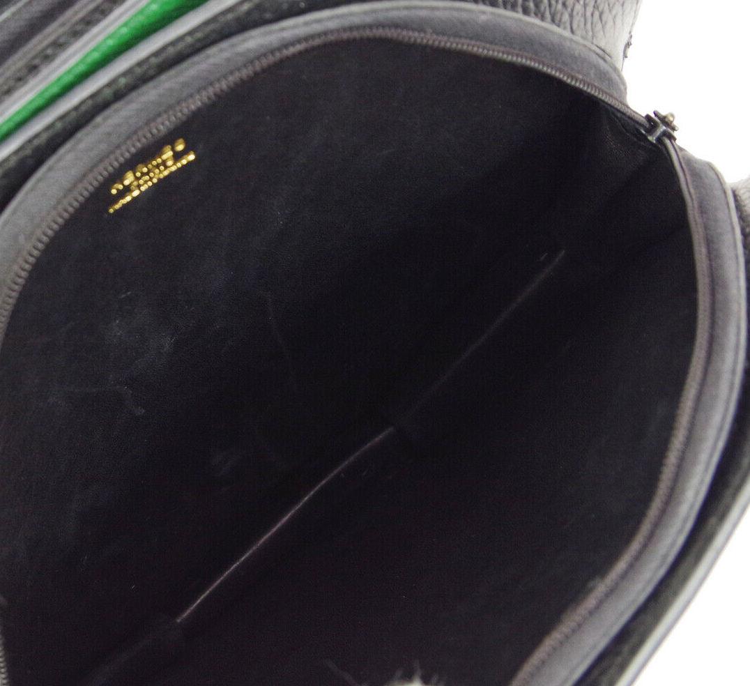 Hermes Black Green Blue Leather 2 in 1 Top Handle Satchel Shoulder Accordion Bag 2
