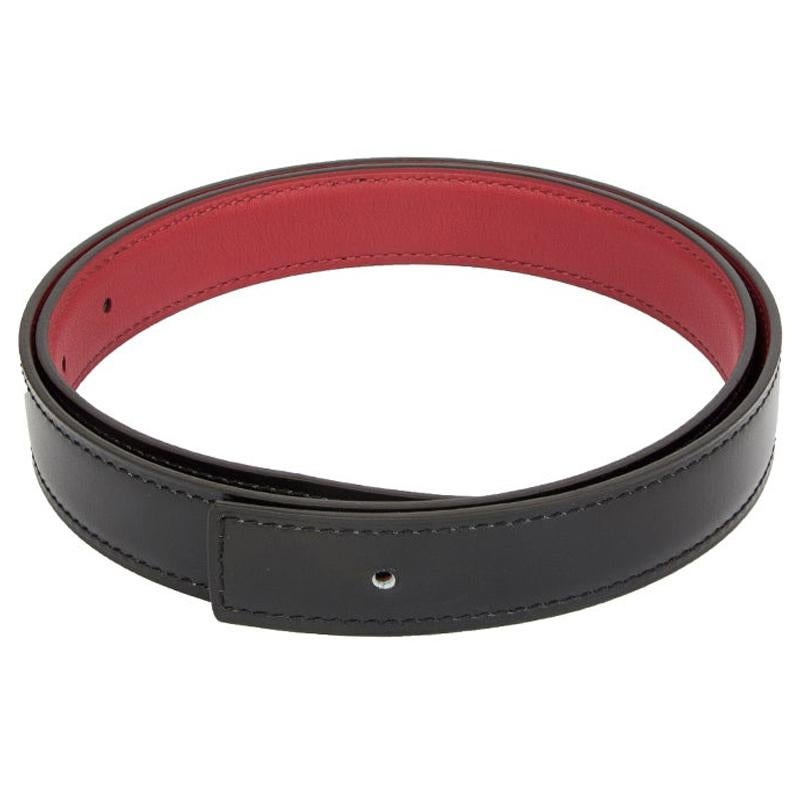 HERMES Black Grenat red 24mm Reversible Belt Strap 75 Box Swift leather