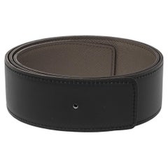 Hermes Black/Gris Etain Epsom/Chamonix Leather Constance Belt Strap 80 CM