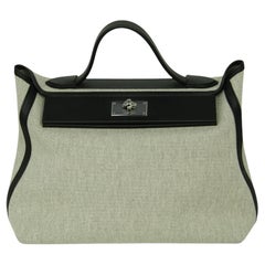 Hermes Black H Viking/ Swift Toile 35cm 24/24 Bag