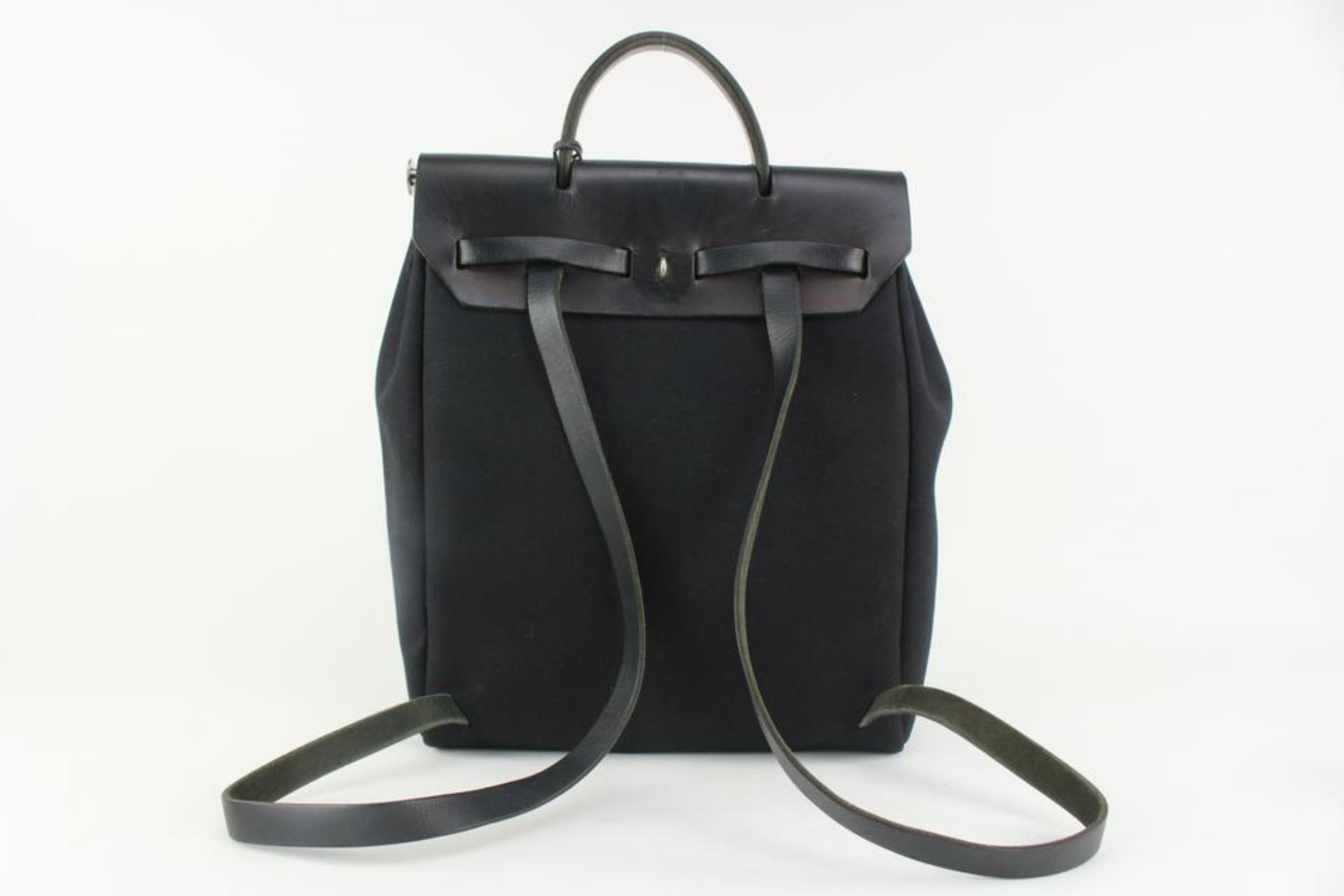 Hermès Black Herbag Backpack 2-in-1 Sac a Dos 123h30 1