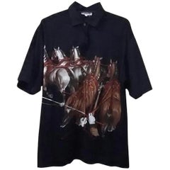 Hermès Black Horse Logo Polo Shirt 205295 Button-down Top