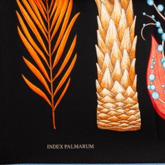 Hermes black INDEX PALMARUM 90 silk twilll Scarf