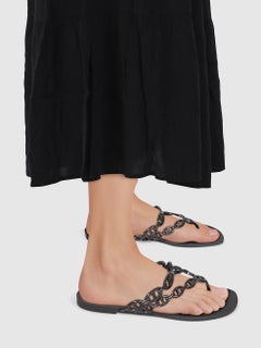 Hermès Black Island Sandals Size IT 42