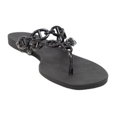 Hermès Black Island Sandals Size IT 42