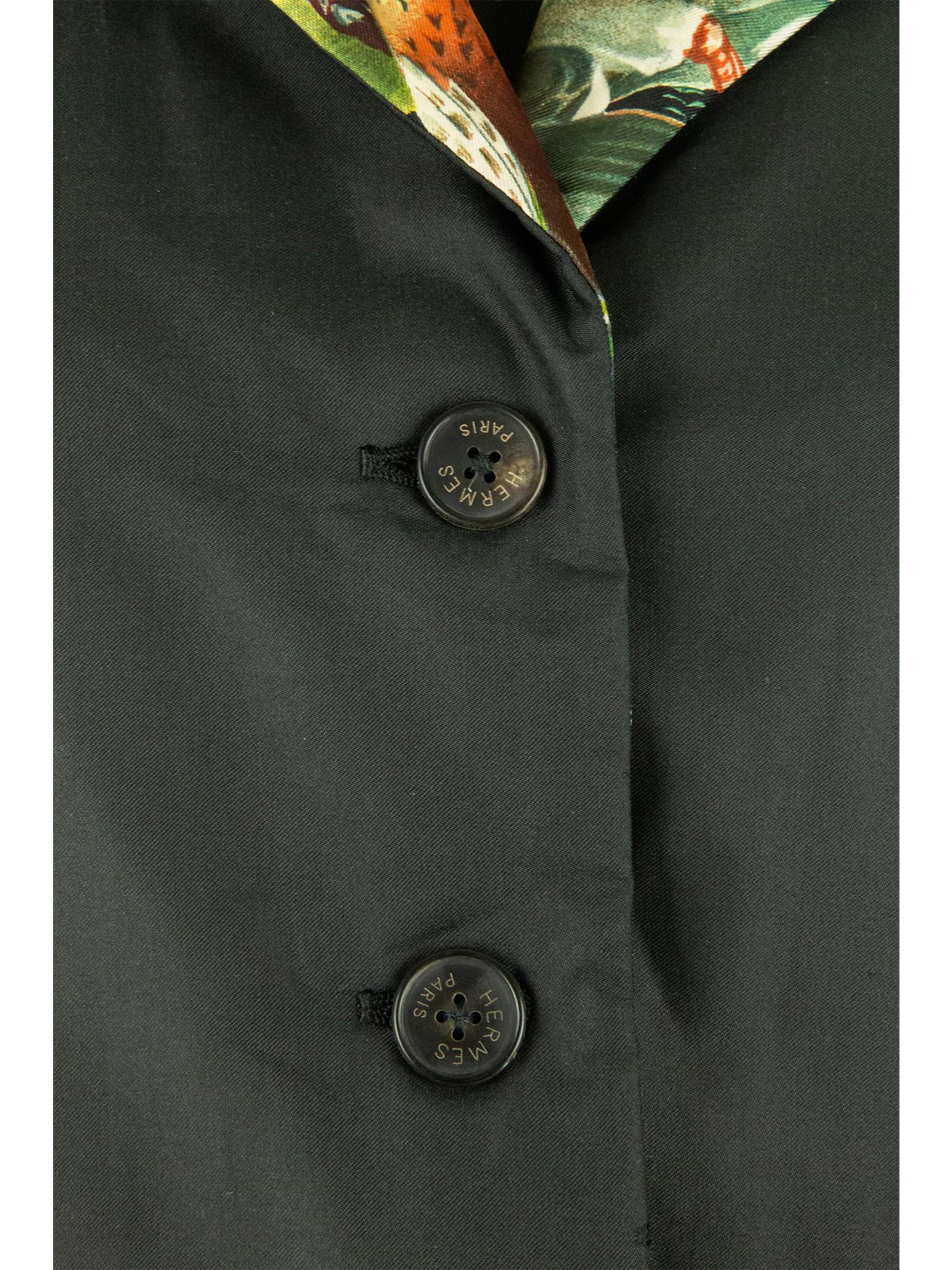 Noir Hermès - Veste noire avec doublure imprimée en vente
