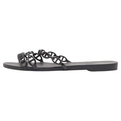 Hermes Black Jelly Chaine d'Ancre Rivage Slide Flats Size 38