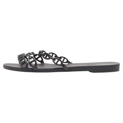 Hermes Black Jelly Chaine d'Ancre Rivage Slide Flats Size 38