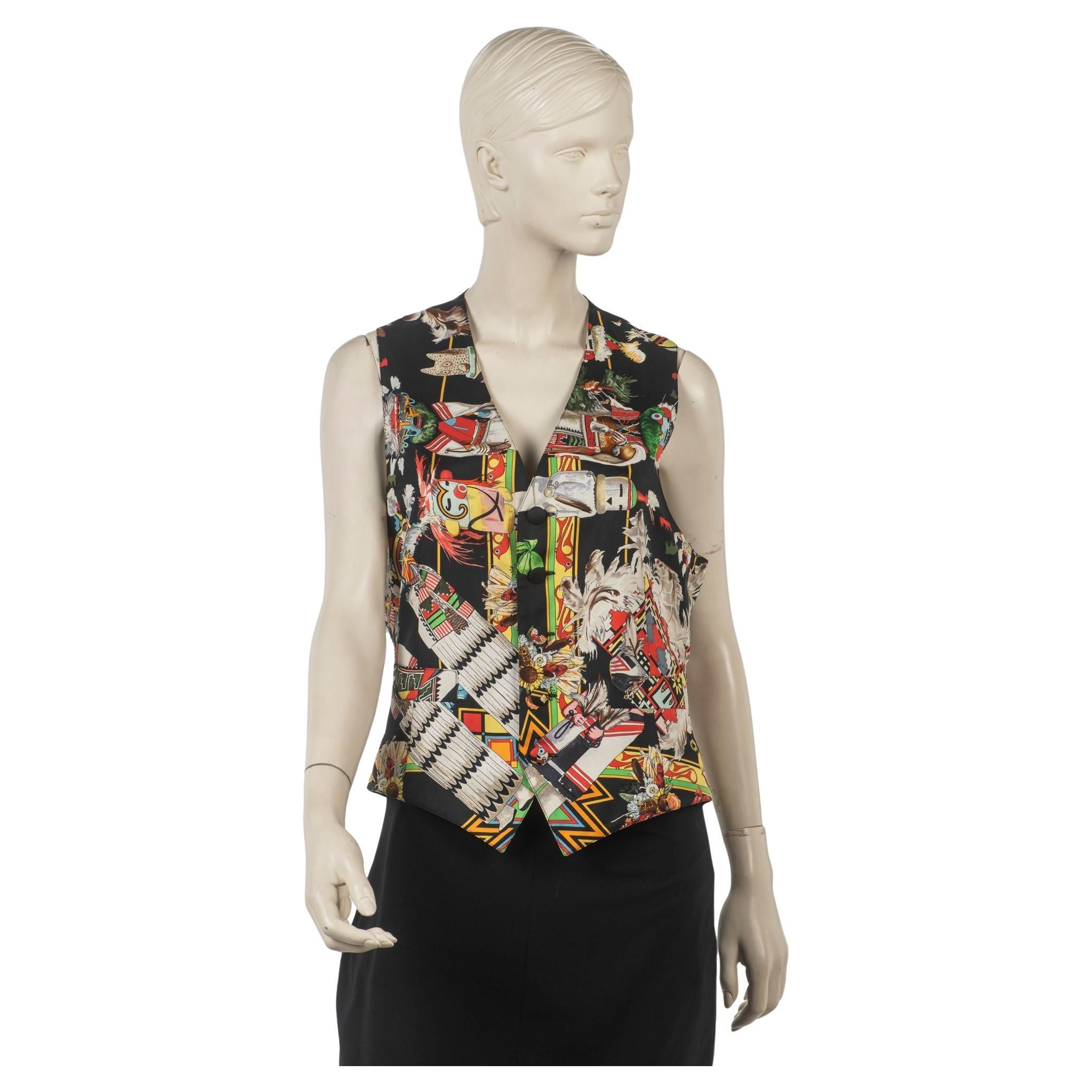 Gilet en soie imprimée Kachinas noir Hermès