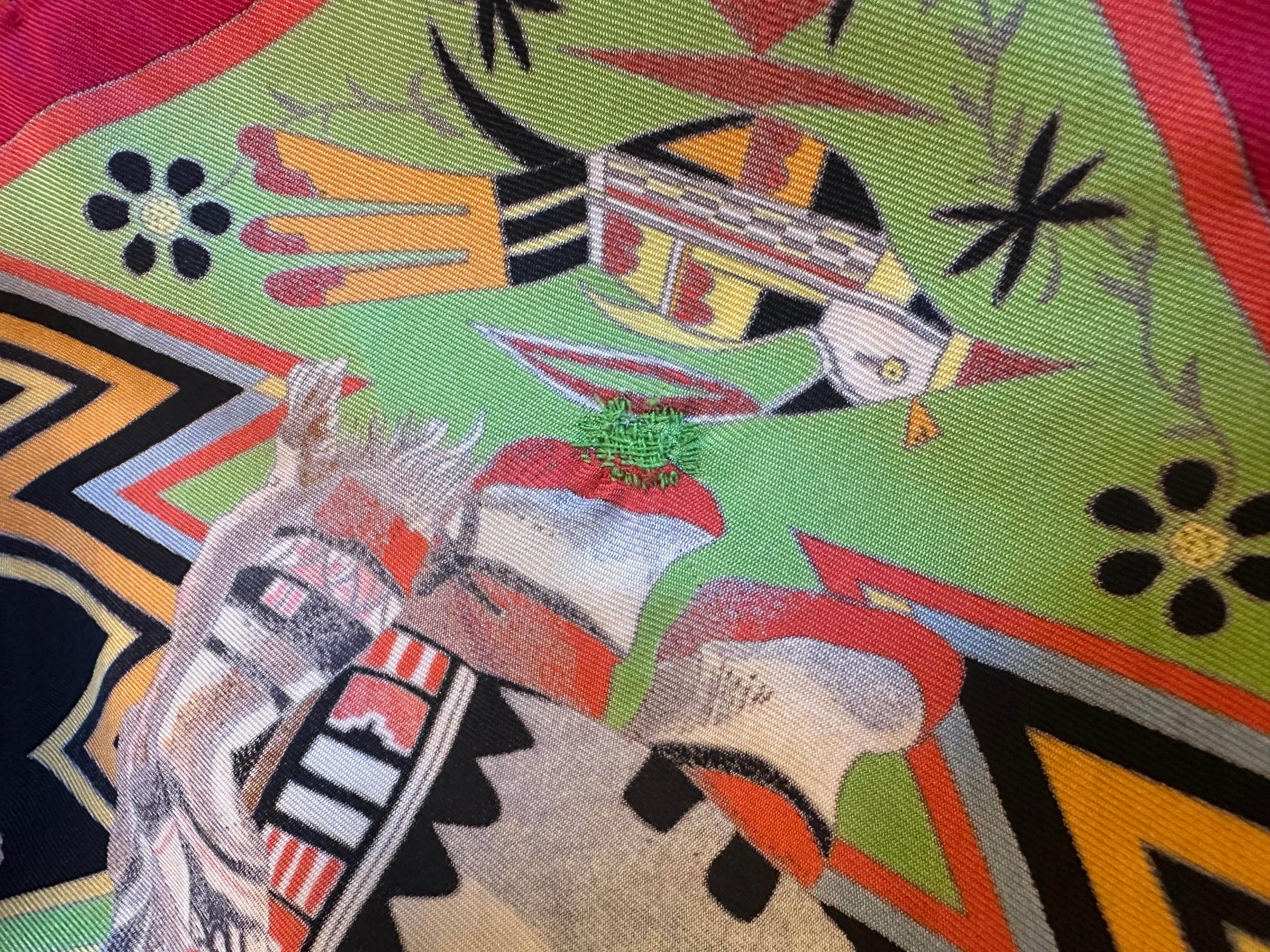 Hermès Black Kachinas Silk Scarf, Oliver For Sale 4