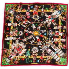 Vintage Hermès Black Kachinas Silk Scarf, Oliver