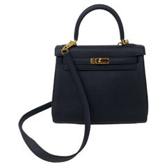 Hermes Black Kelly 25 Bag 