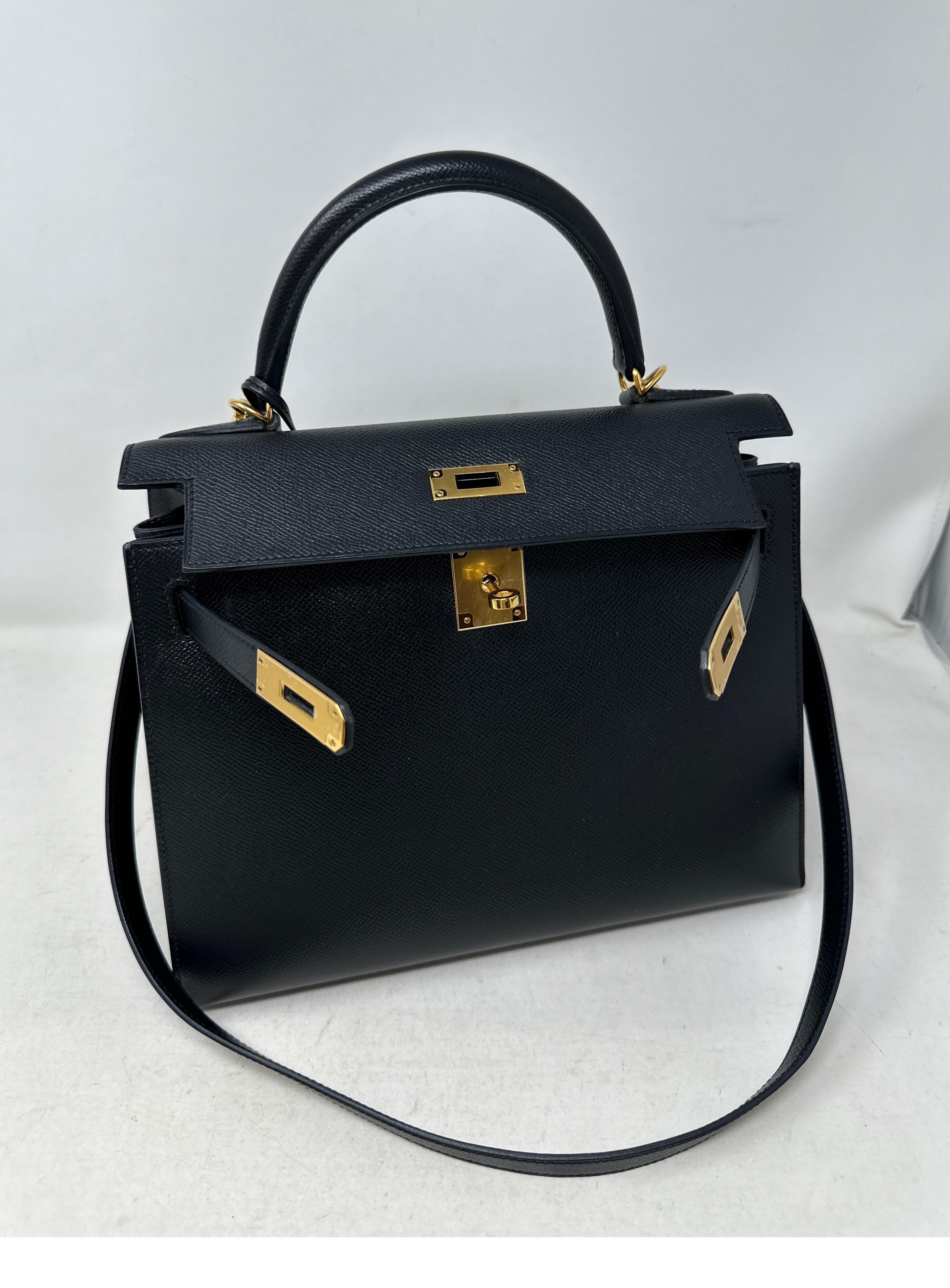 Hermes Black Kelly 28 Bag  For Sale 9