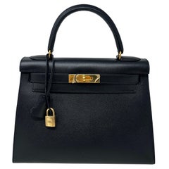 Hermes Black Kelly 28 Bag