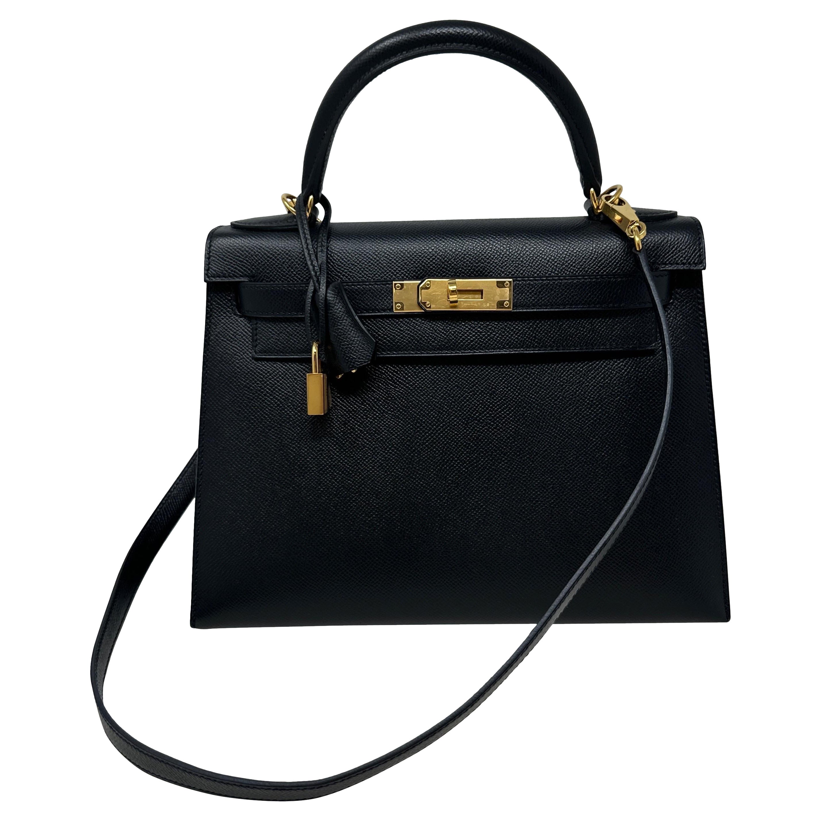 Hermes Black Kelly 28 Bag