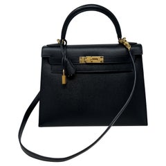 Hermes Black Kelly 28 Bag